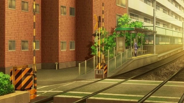 Small station at dusk